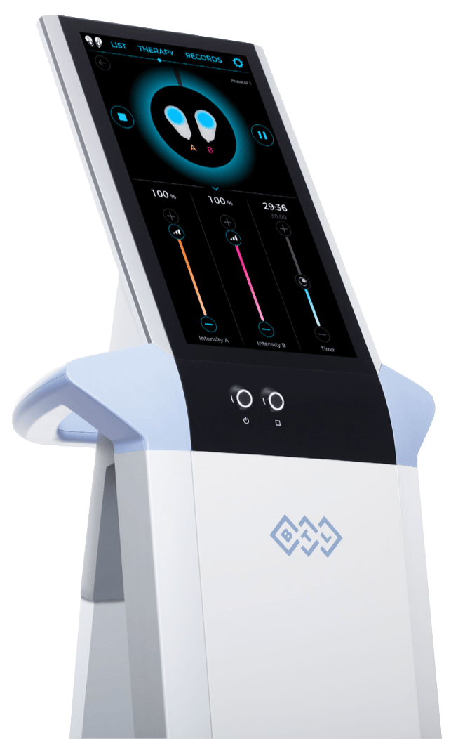 emsculpt_machine EmSculpt applicator introduces high-intensity electromagnetic energy leaving the leaving the treated area contoured and toned